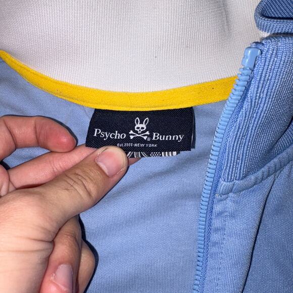Psycho Bunny Mens Full Zip Retro Daniel Track Jacket Blue Yellow White SZ L - Picture 5 of 7